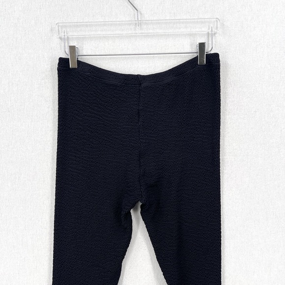 VINTAGE JANTZEN Stretch Leggings Womens 10 Black Crinkle Knit Pull On Elastic - Picture 4 of 11